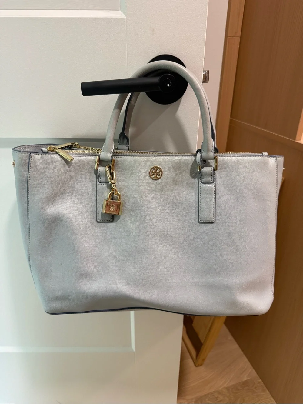 Tory Burch Light blue Leather Tote with Gold-Tone Hardware